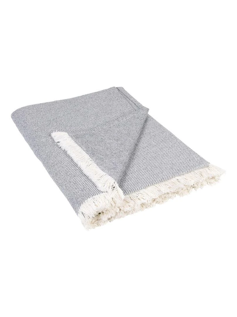 Plaid Original Frangé sur les Côtés Gris souris