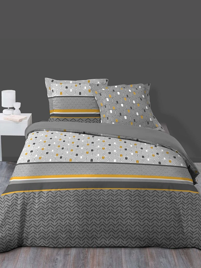Parure Housse de couette + taie Pop et Chic Gris