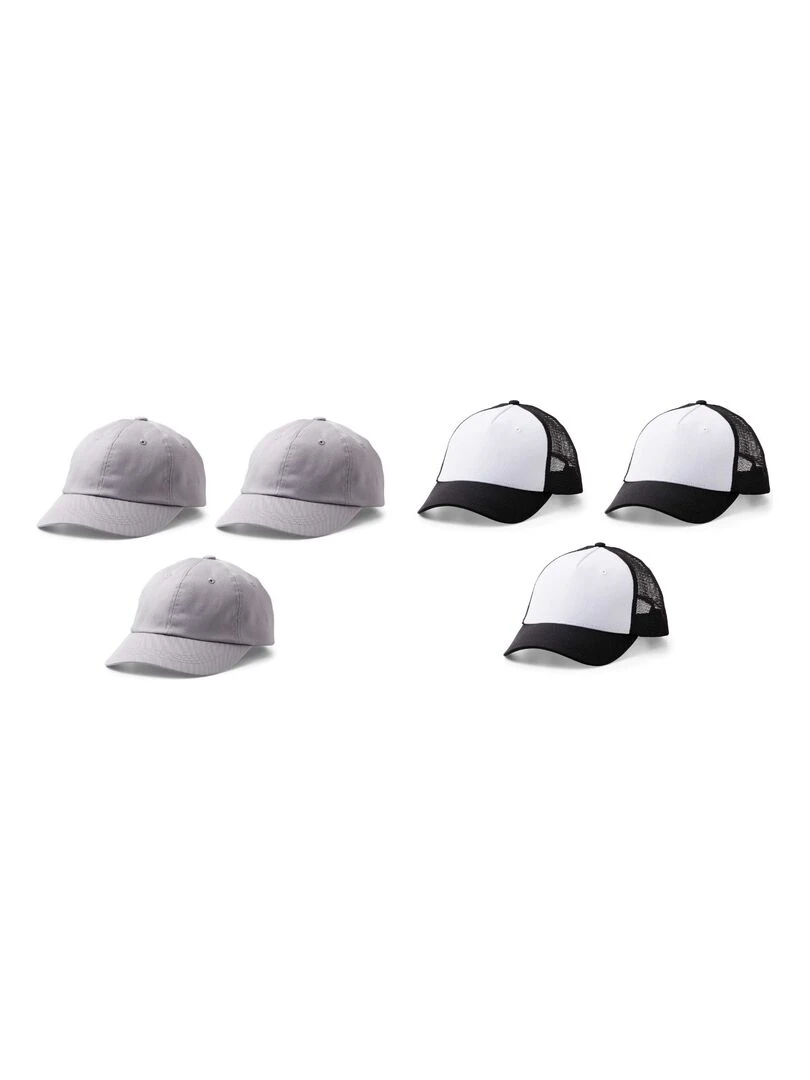 6 casquettes Cricut à personnaliser Noir/ Blanc + Gris N/A