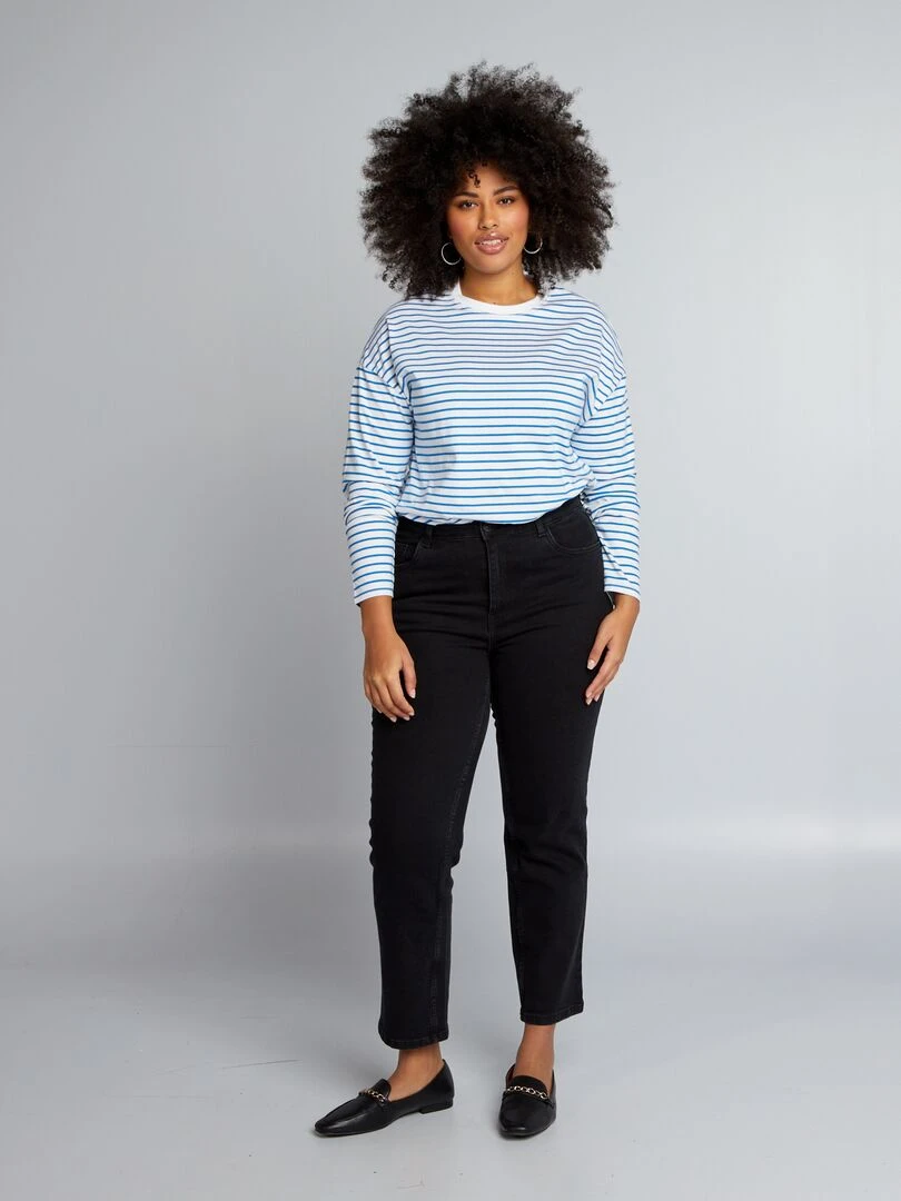 Jean droit avec abrasions   L30   Noir