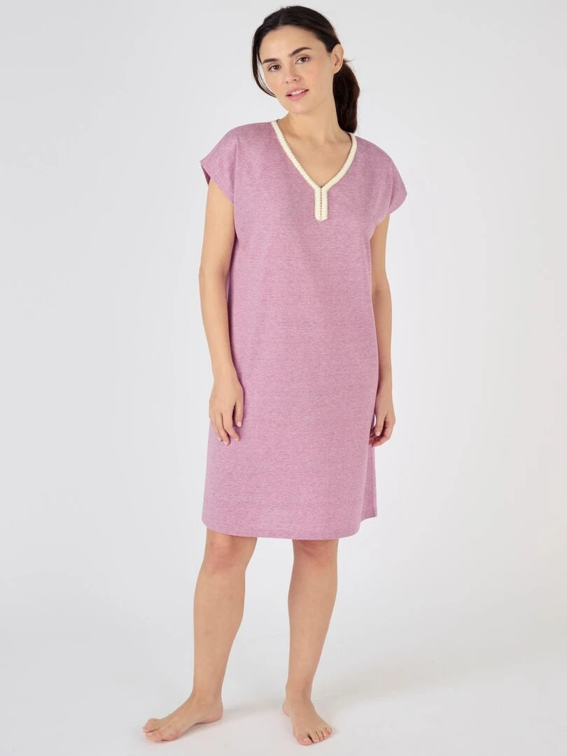 Chemise de nuit détails tressés maille jersey recyclée* Climatyl Damart Violet