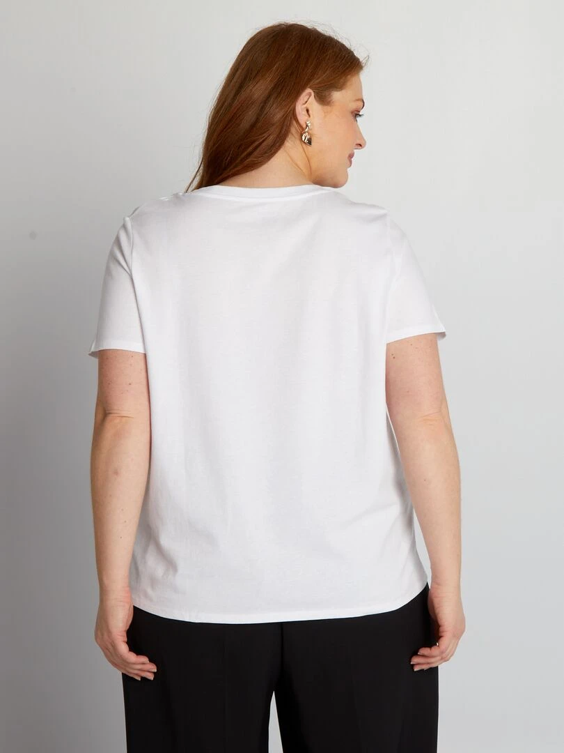 Tee shirt en coton avec imprimé   Blanc/noir