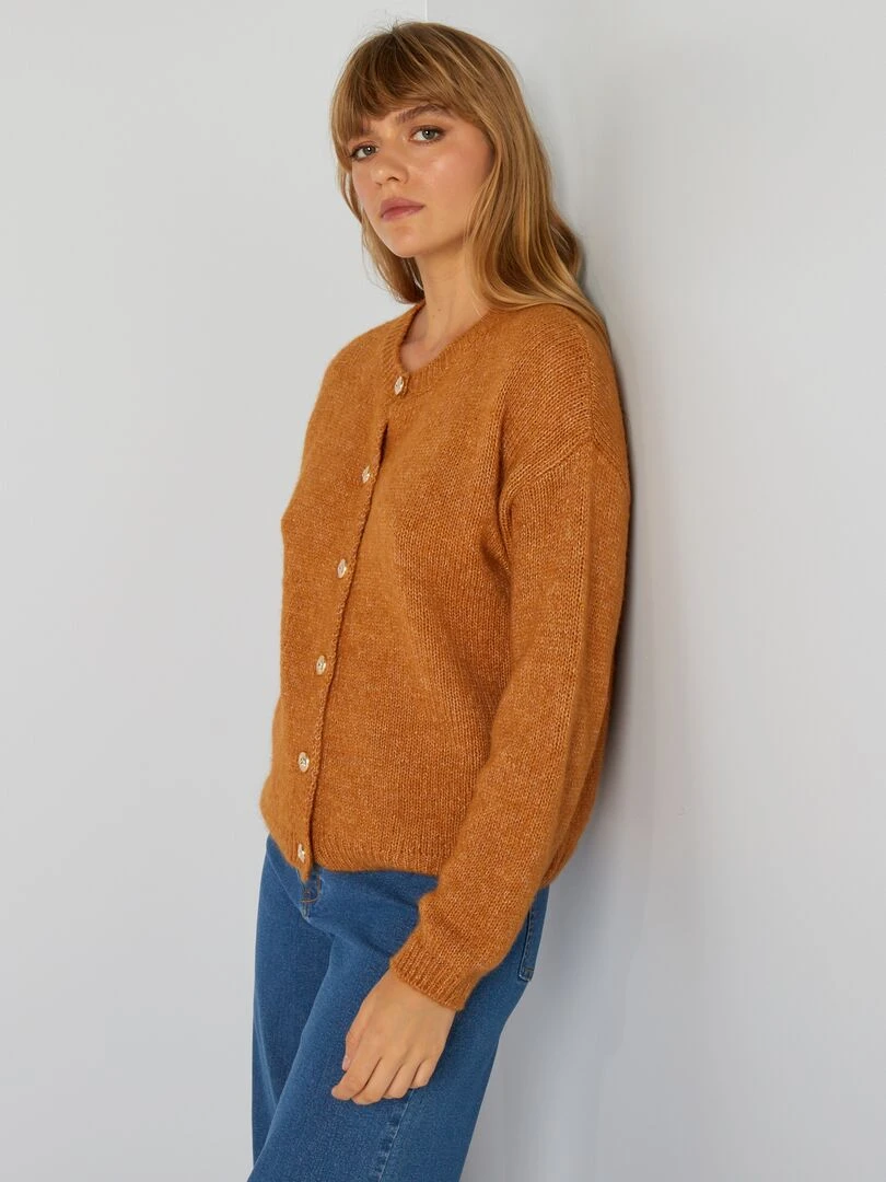 Gilet en maille avec ouverture boutonnée   Marron