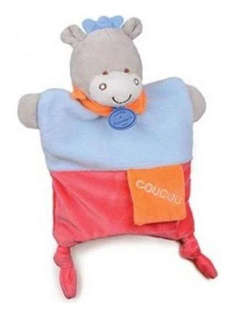 doudou Doudou et compagnie Ane Bleu Coucou foulard Orange DC2784 Petit Secret Marionnette Bleu