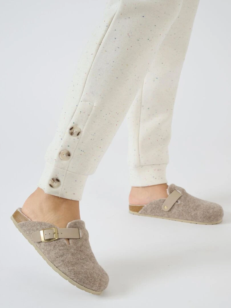 Pantalon douillet maille mouchetée Happy D. by Damart Blanc Ecru