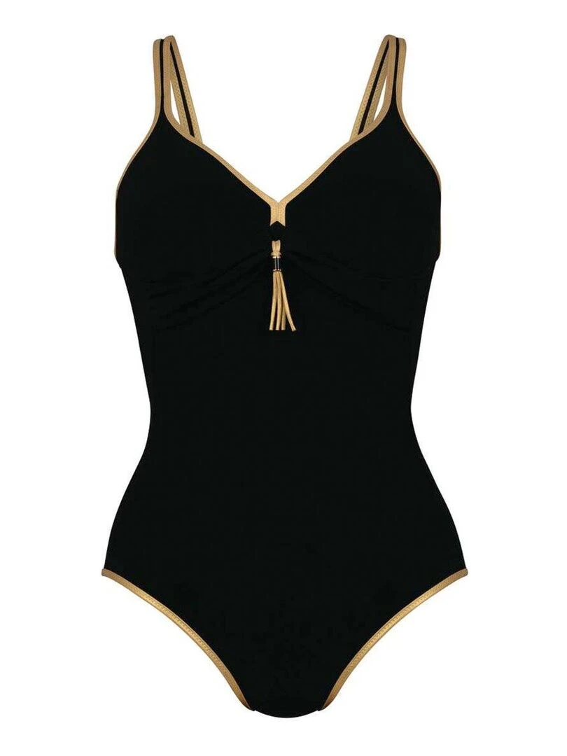Maillot de bain 1 pièce pailleté sans armatures Jolina   Noir