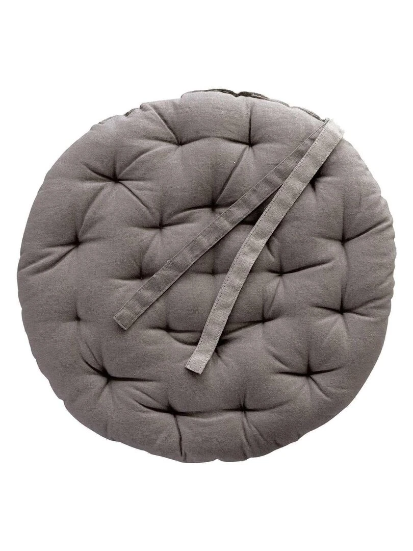 Galette de chaise ronde matelassée VALAYANS Gris foncé