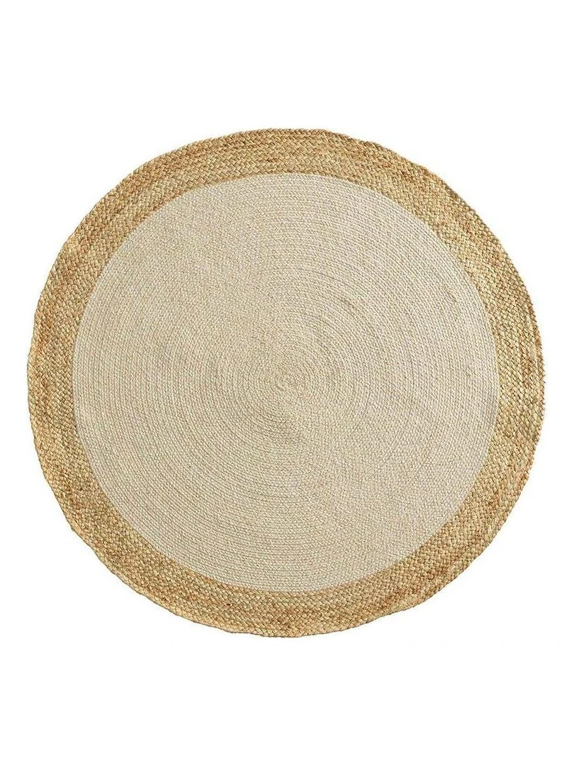 Tapis rond fils métallisés bicolore Mario Beige sable