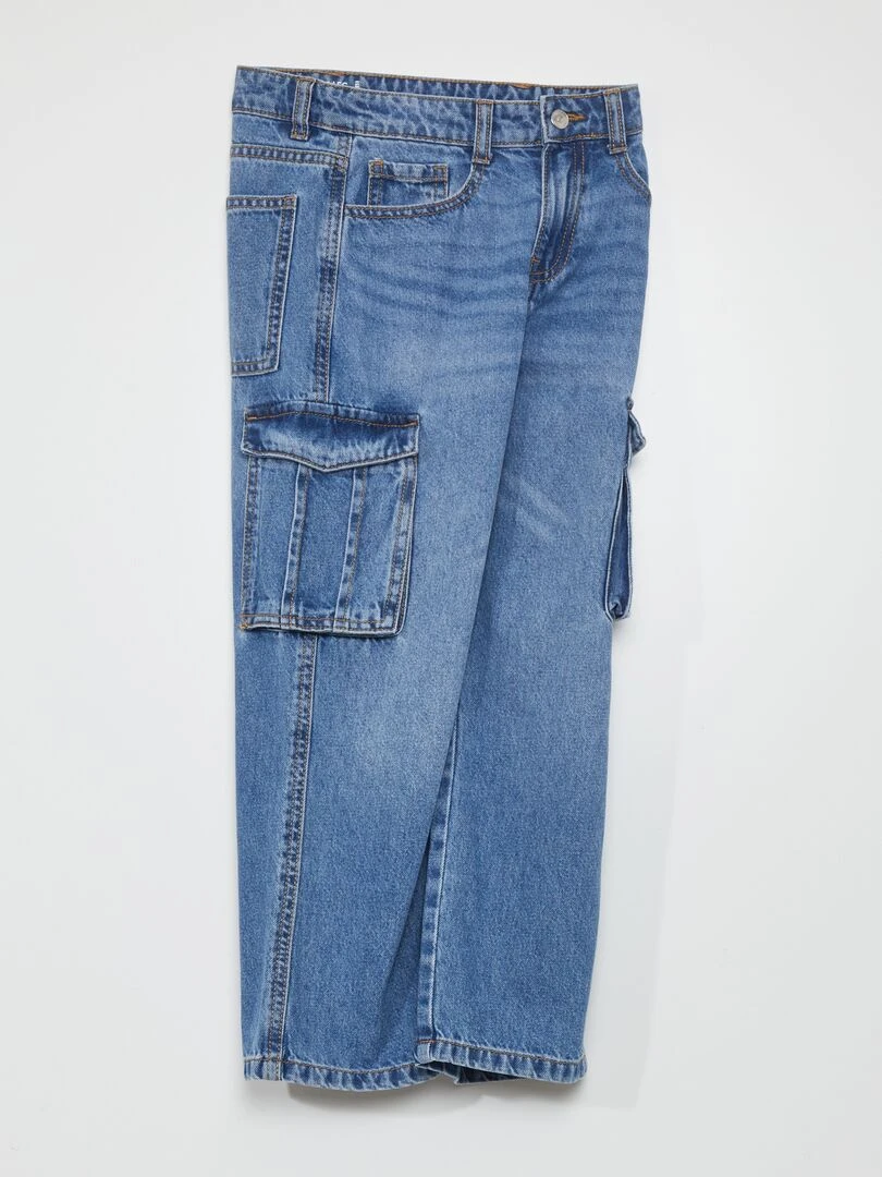Denim wideleg à poches   Bleu