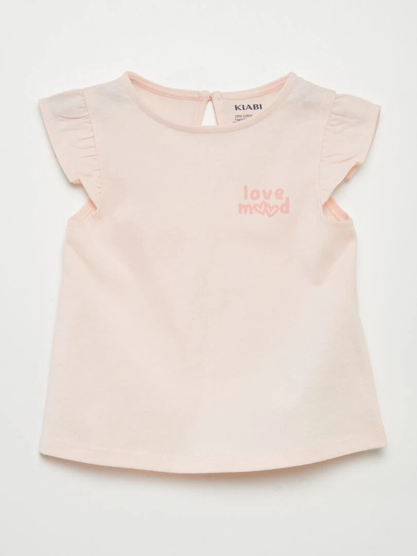 Ensemble t shirt + short imprimé 2 pièces Rose pâle