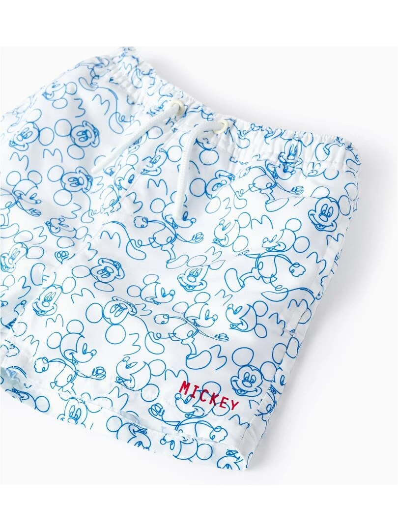 Short De Bain Upf80 Pour Bébé Garçon 'Mickey'   Blanc
