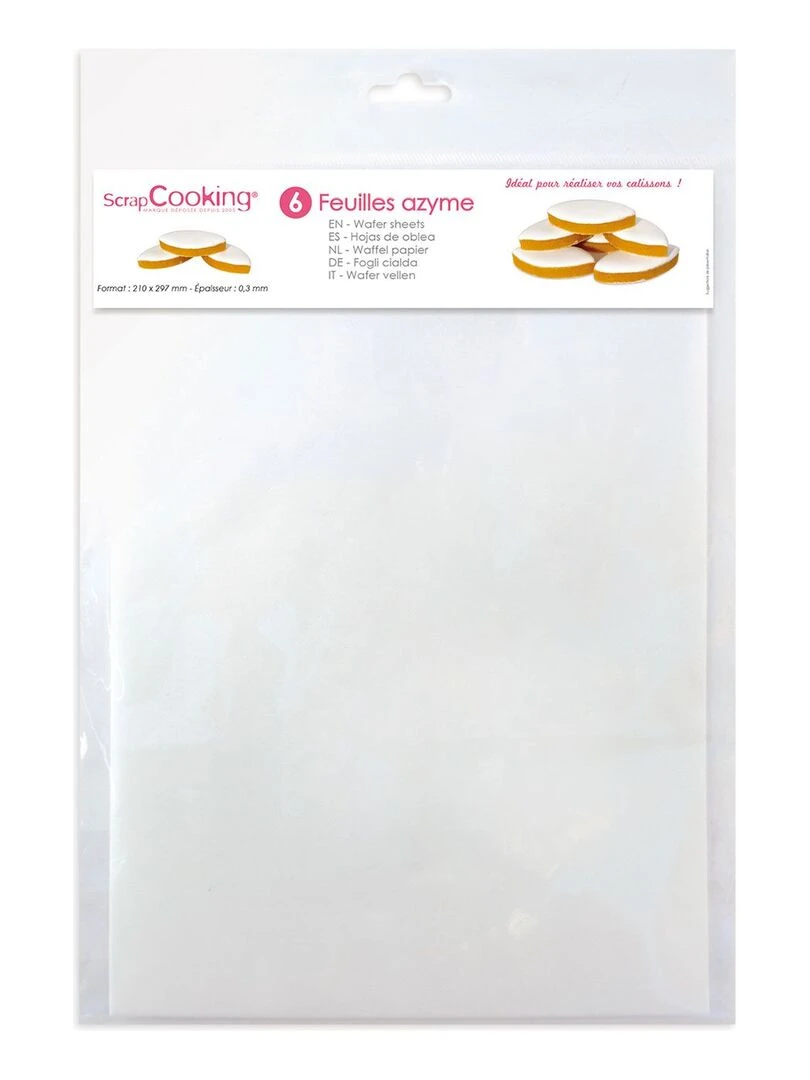 6 Feuilles Azyme pour pâtisserie Blanc