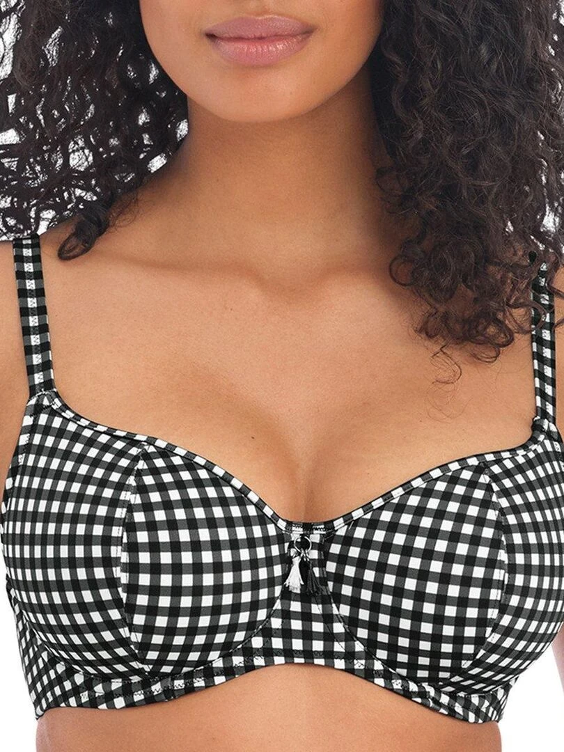 Haut de maillot de bain vichy à armatures Check in Noir