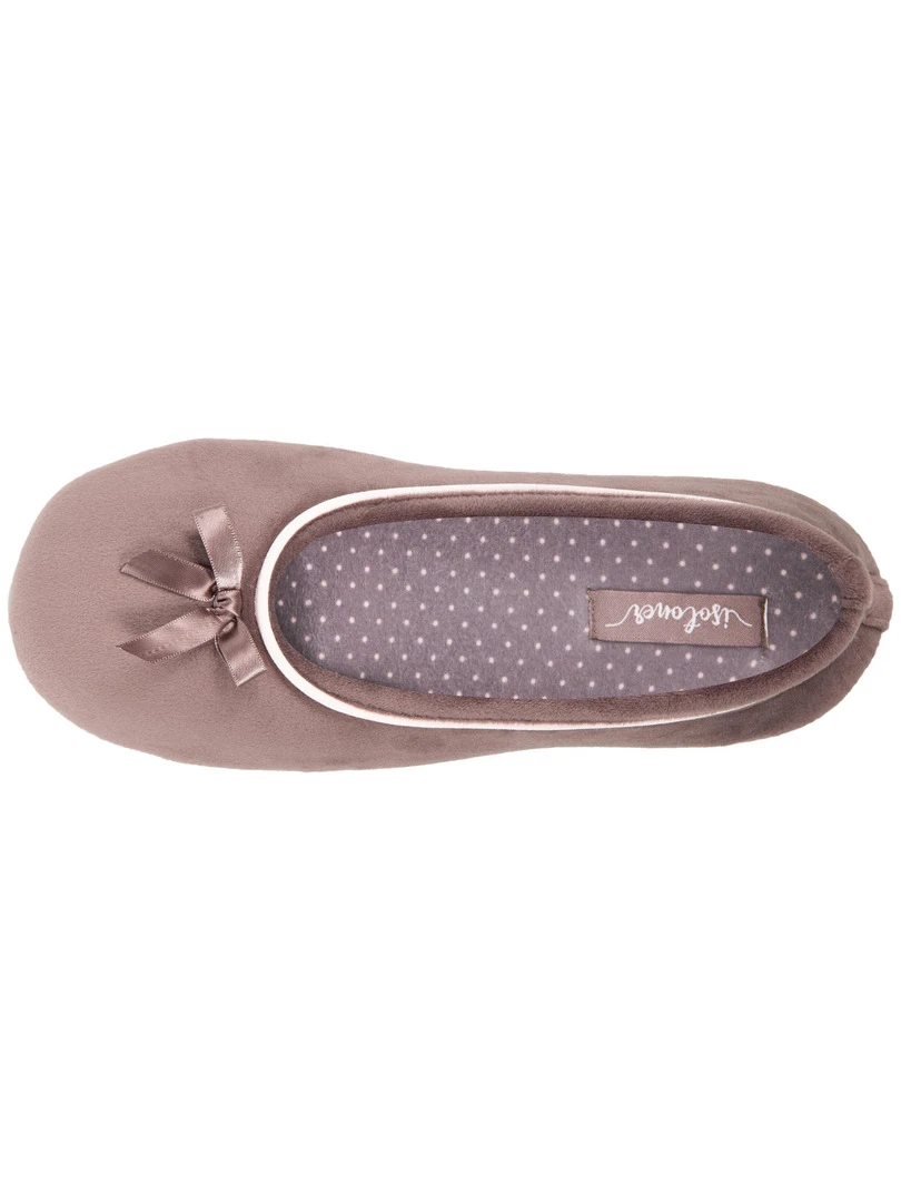 Isotoner Chaussons Ballerines Femme Taupe Pois Marron