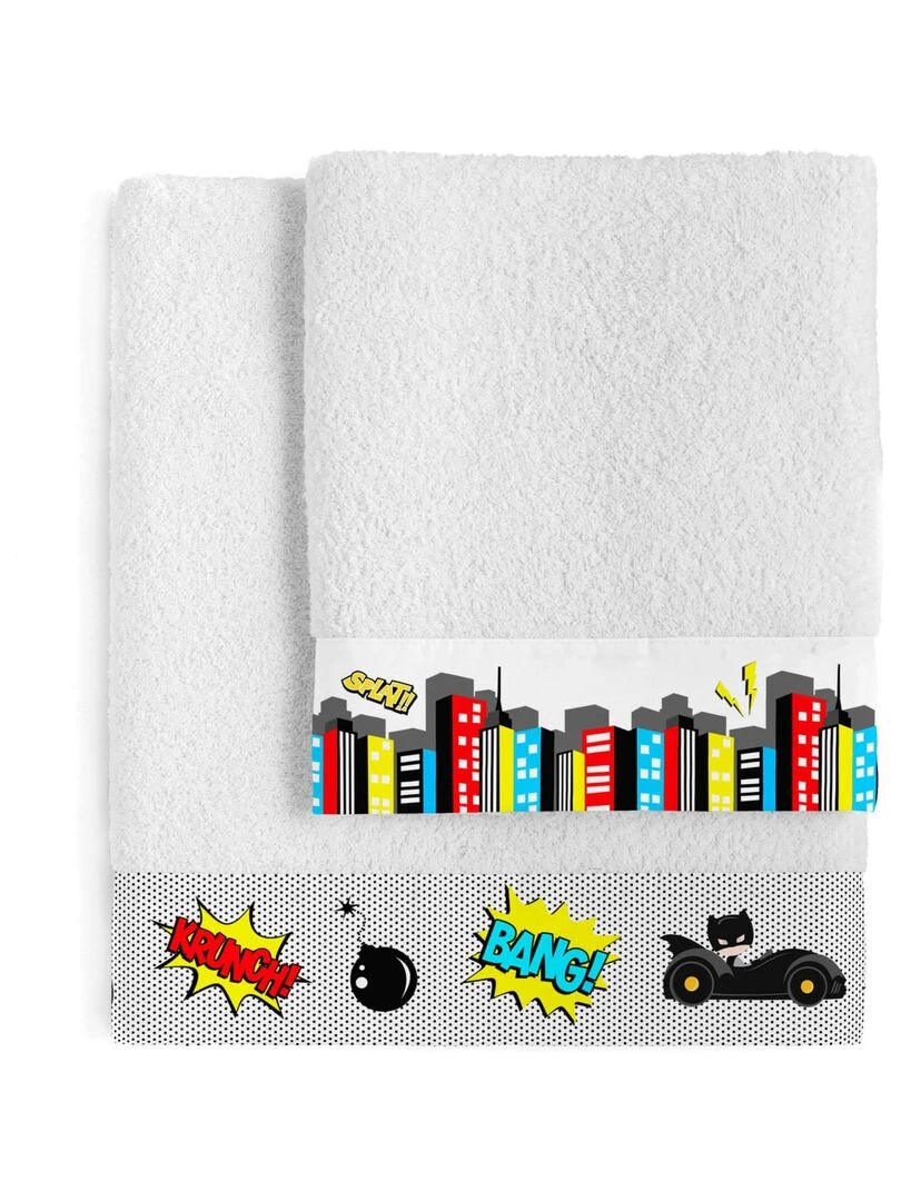Lot de serviettes Bat "Happyfriday" Blanc