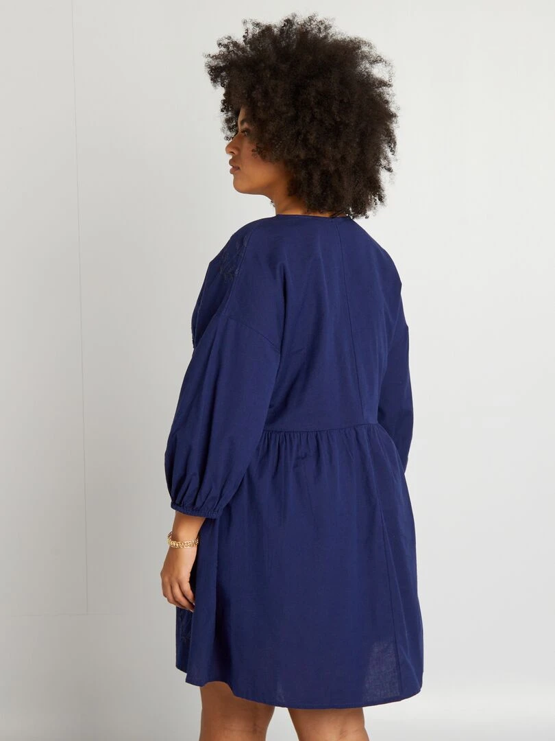 Robe évasée à broderies   Bleu