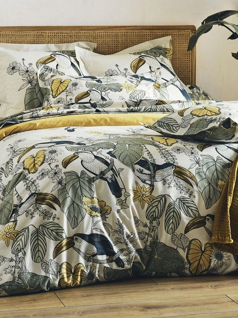 Ensemble draps et taie Toco Kaki