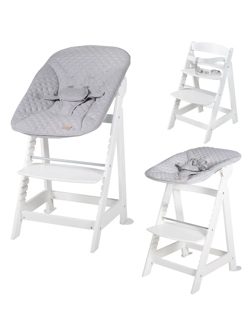 ROBA Chaise Haute Évolutive "Born Up" + Transat "roba Style" Gris/blanc Blanc