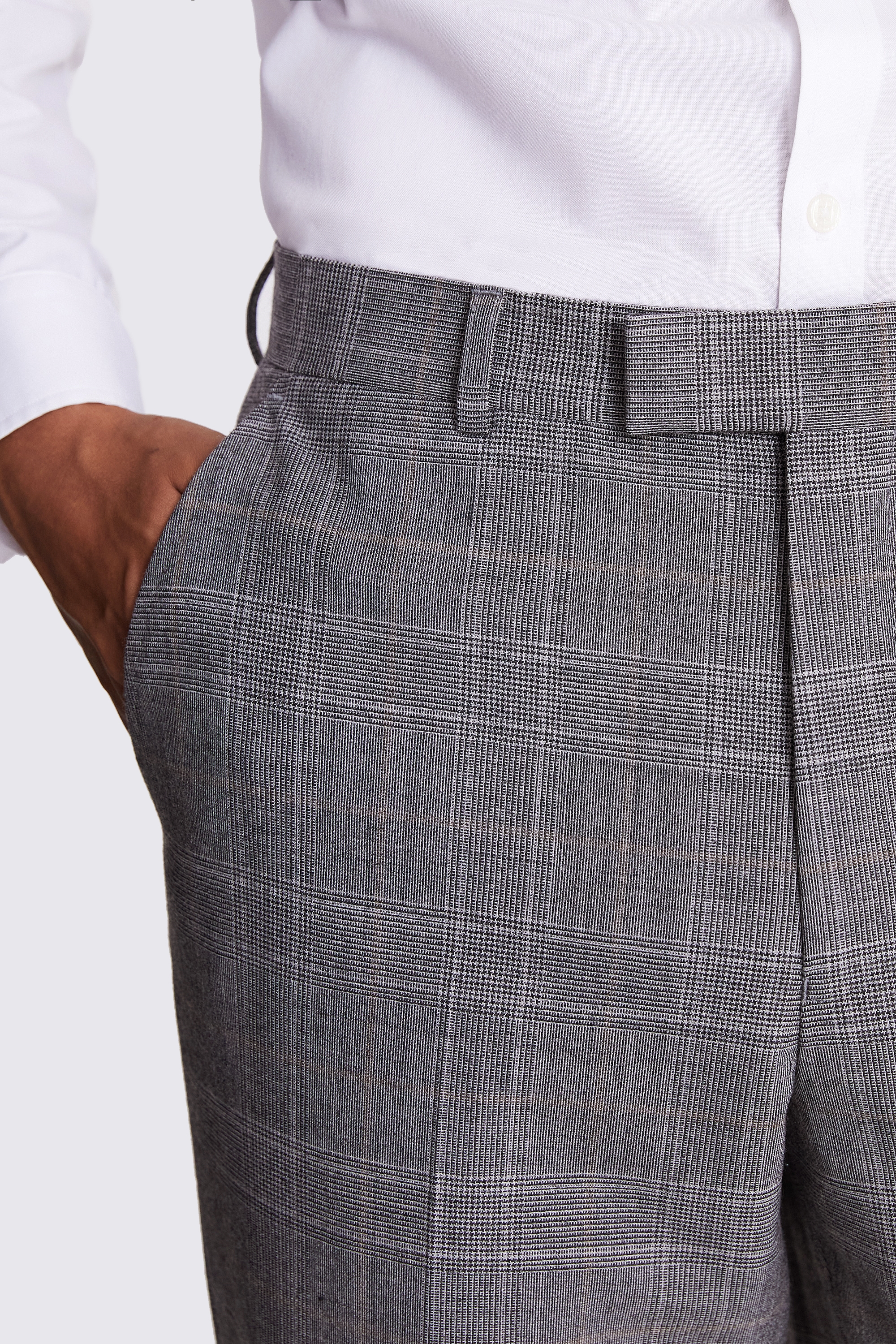 Regular Fit Grey Check Performance Trousers    Buy Online at Moss