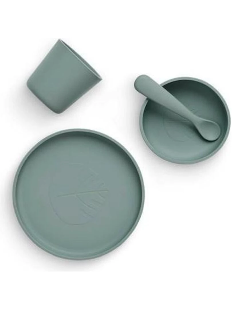Coffret de table bébé Silicone Vert Cendré (4pcs)   Jollein   Vert