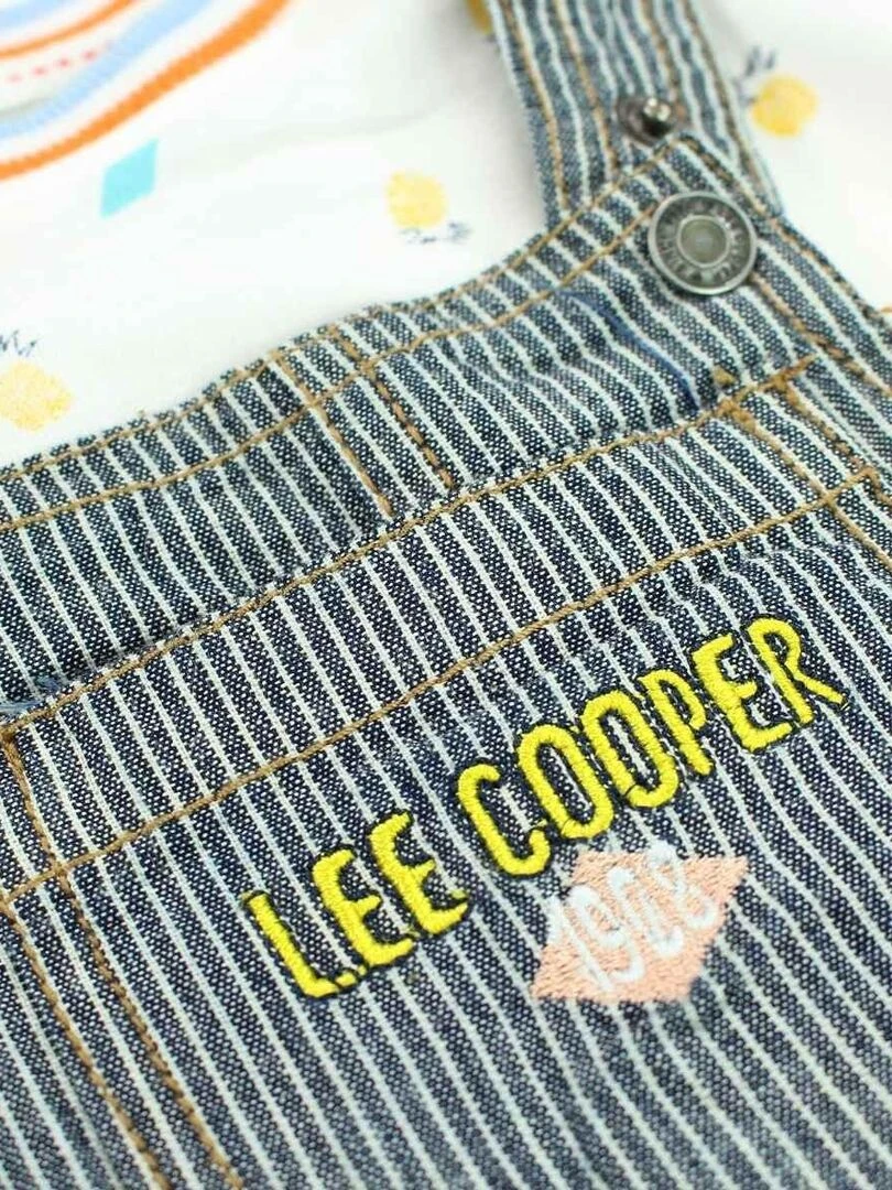 Lee Cooper   Ensemble T shirt short salopette bébé garçon Imprimé Logo   Blanc