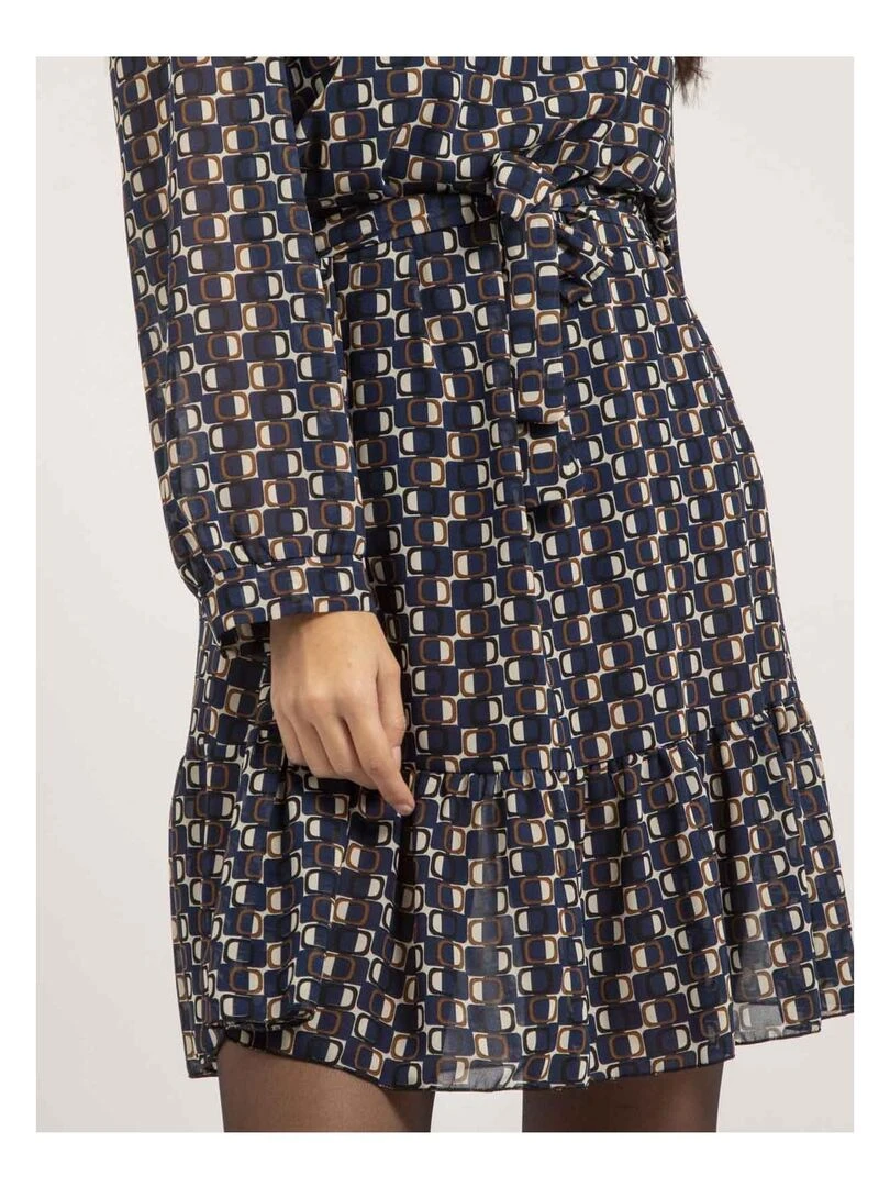 Robe courte motifs IPERTIA   Bleu marine