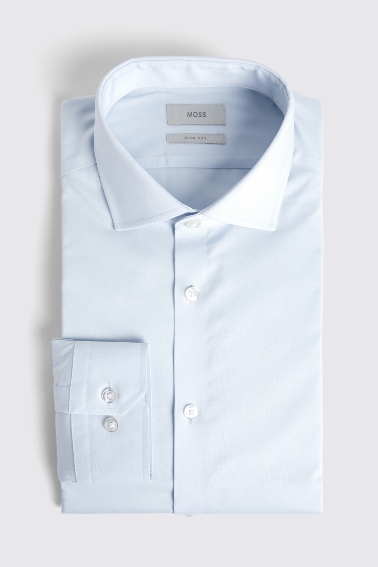 Slim Fit Light Blue Stretch Shirt    Buy Online at Moss