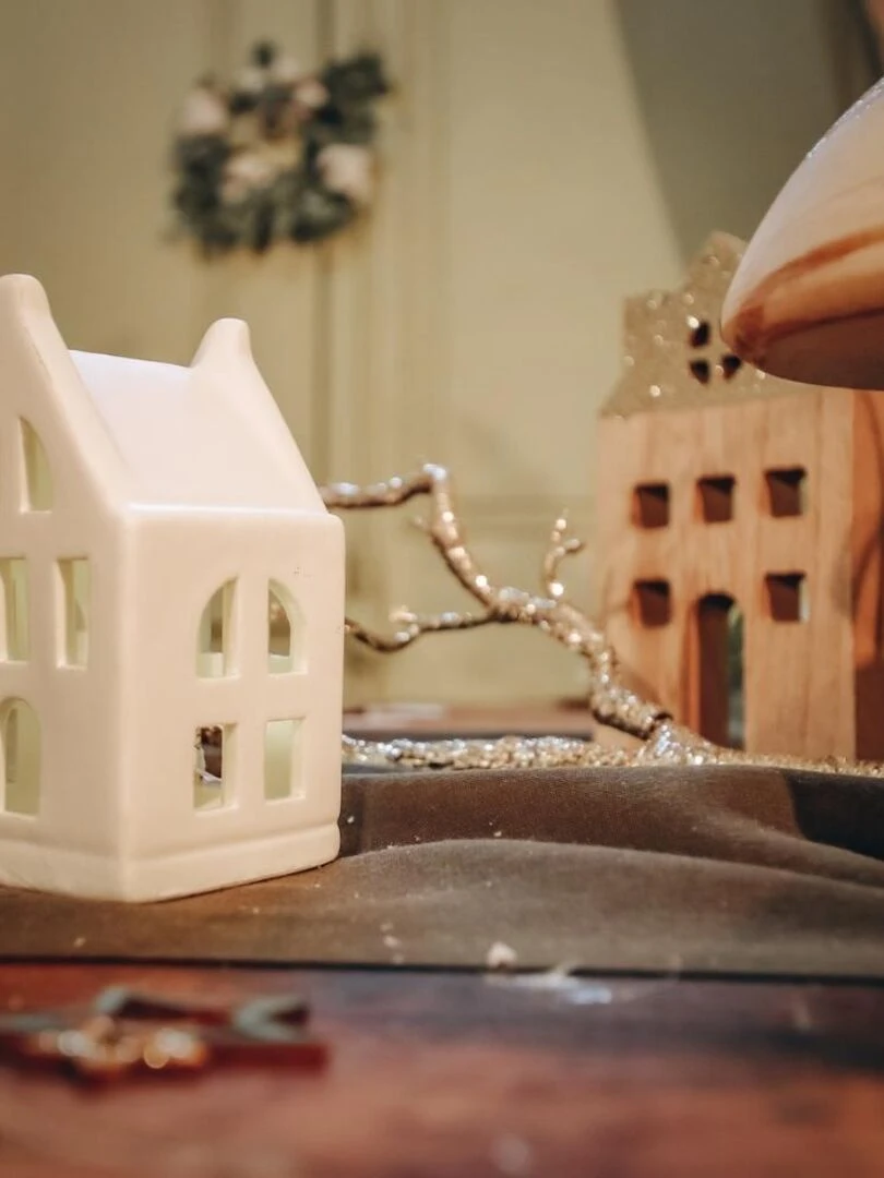 Maisonnette en céramique à LED   Blanc