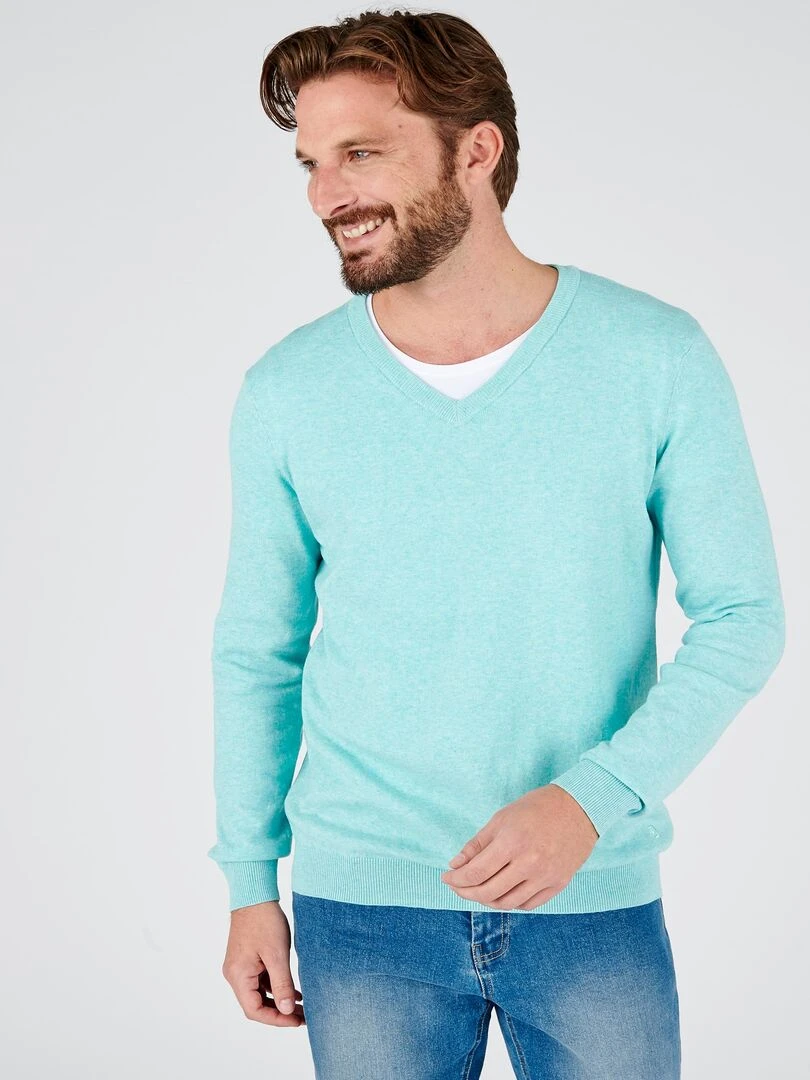 Pull maille coton mélangé Damart Vert d'eau