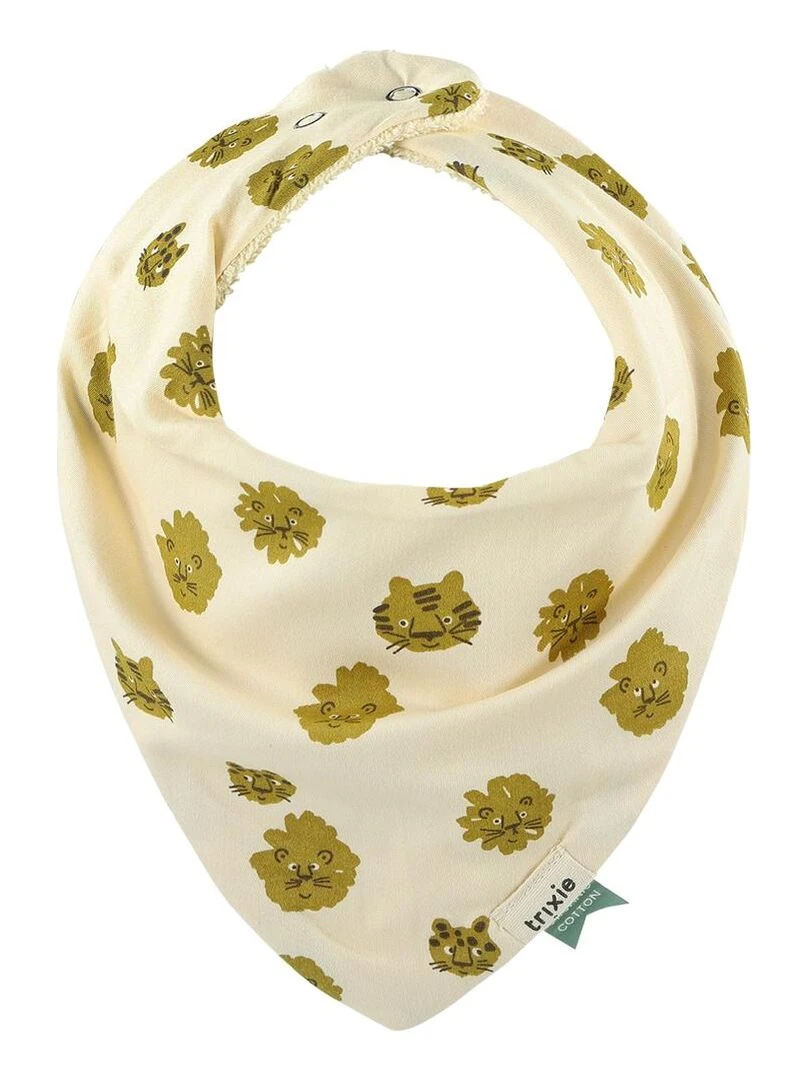 Lot de 3 bavoirs bandanas Lucky Leopard   Ecru