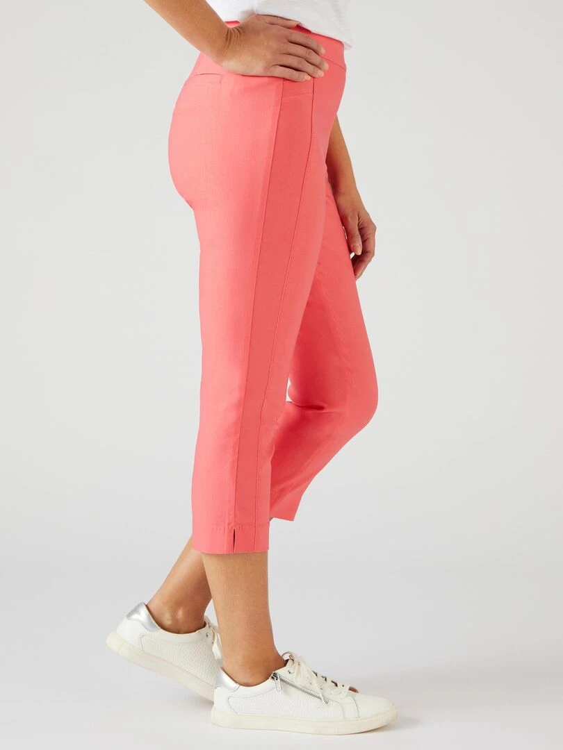 Pantacourt toile stretch Damart Rose