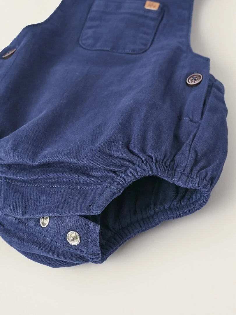 Combi short en Coton Sergé pour Nouveau Né   Bleu foncé