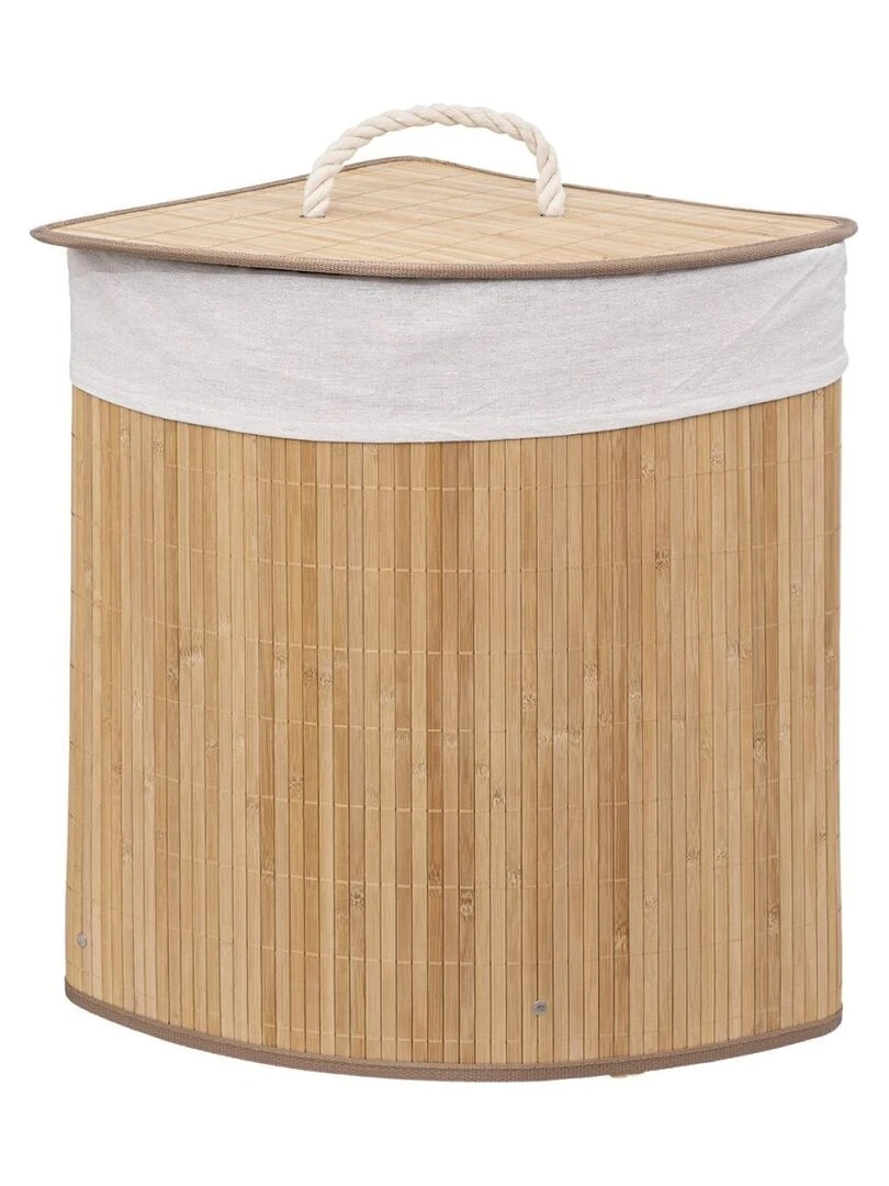 Panier à linge 48L angle bambou Beige