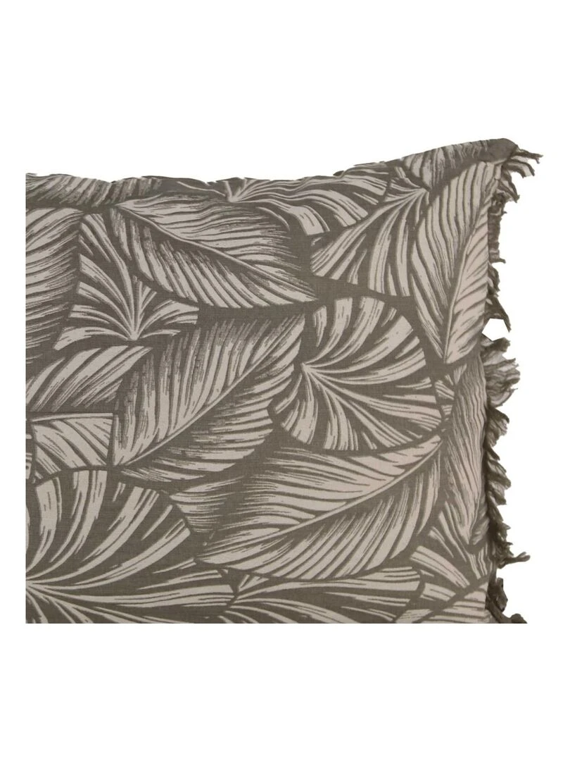 Coussin motif feuilles exotiques Taupe