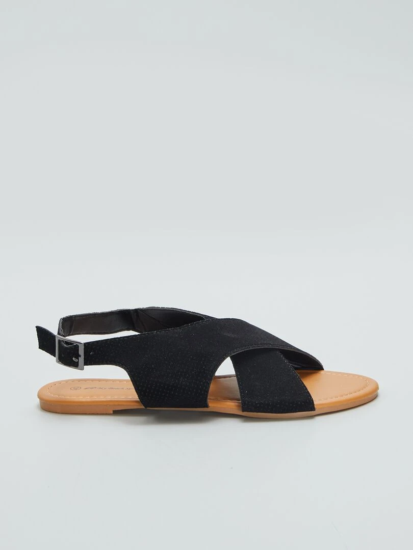 Sandales en suédine Noir
