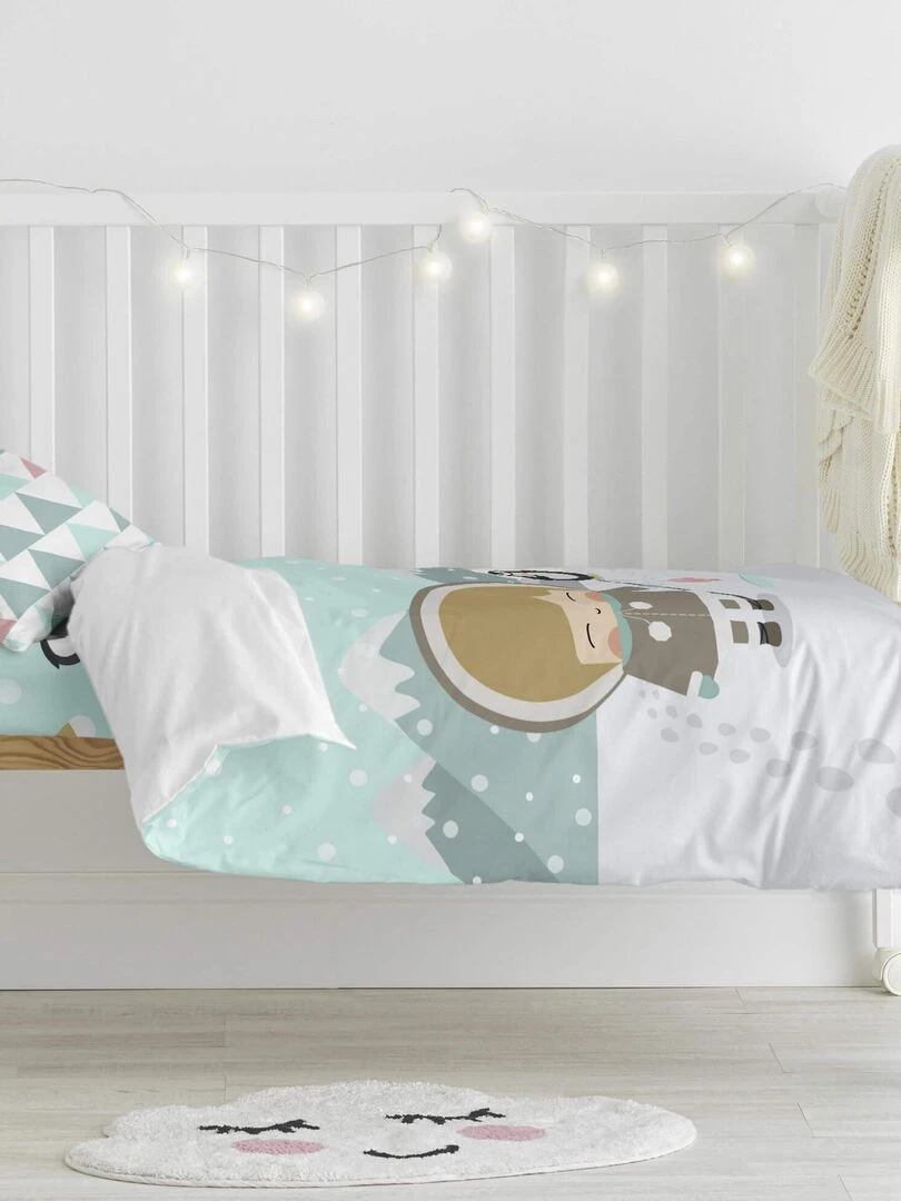 Parure housse de couette 2 pièces Skymo day Lit Bébé "Happyfriday" Multicolore