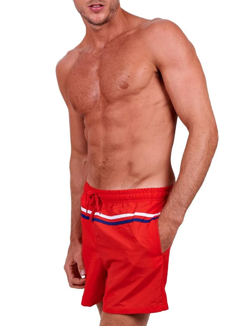 Short de bain uni Surf   Rouge