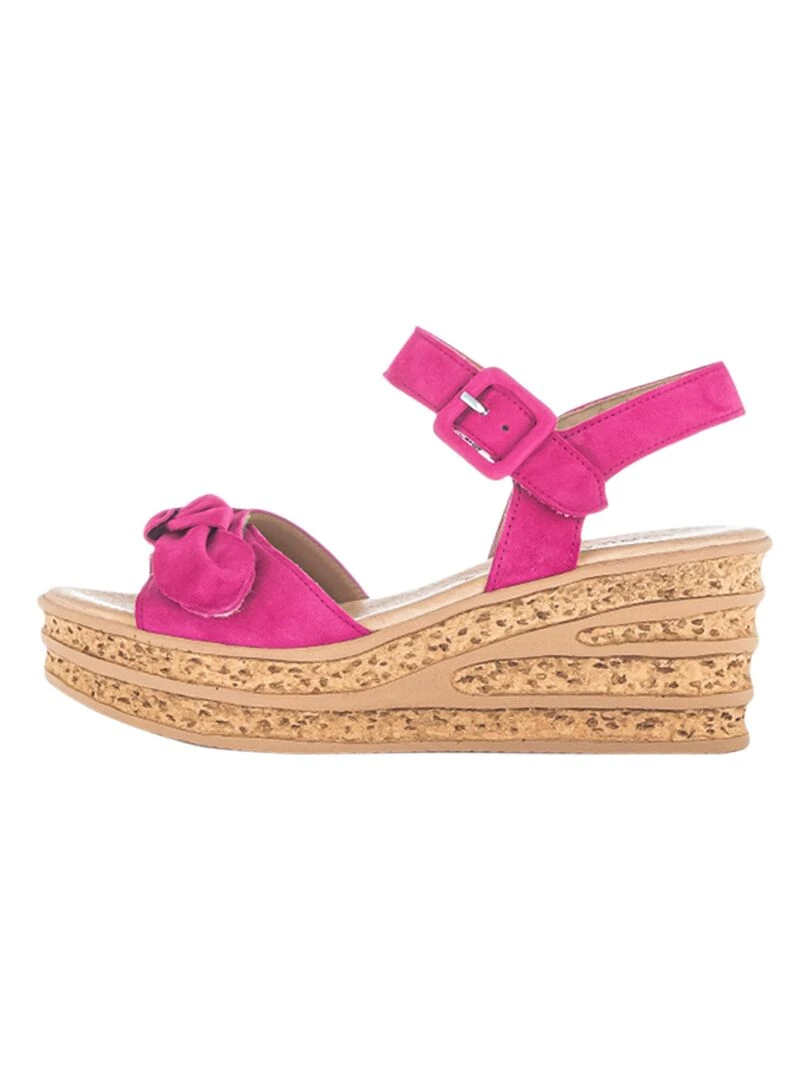 Sandales Cuir Compensé Gabor Lammnappa Rose