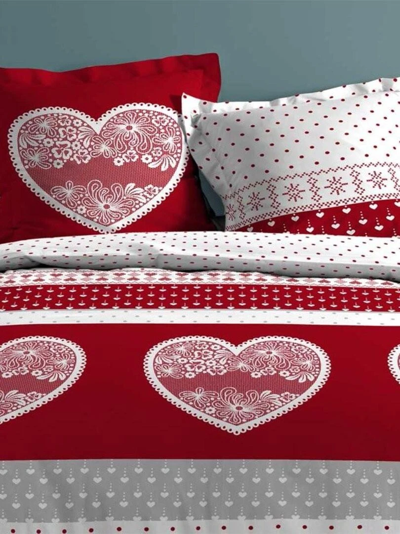 Housse de couette 240x220 + 2 taies Passionnément coton 57 fils Rouge