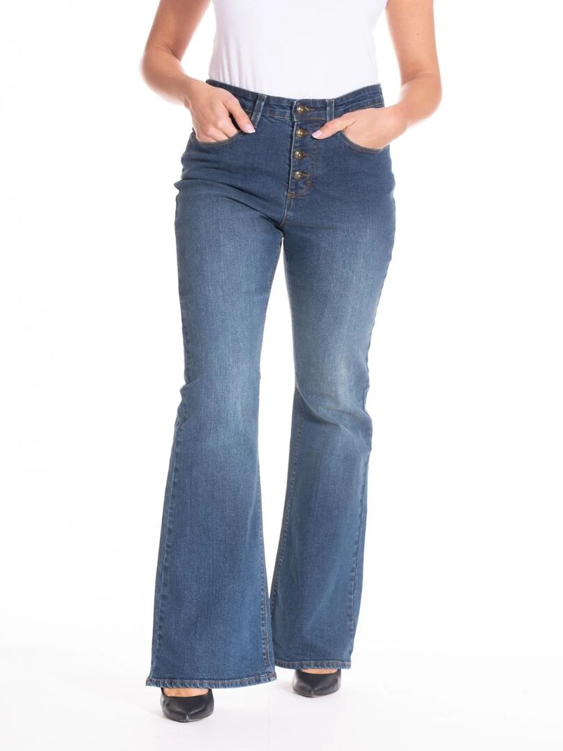 Jeans coupe bootcut denim stretch brossé ZELIA 'Rica Lewis' Bleu