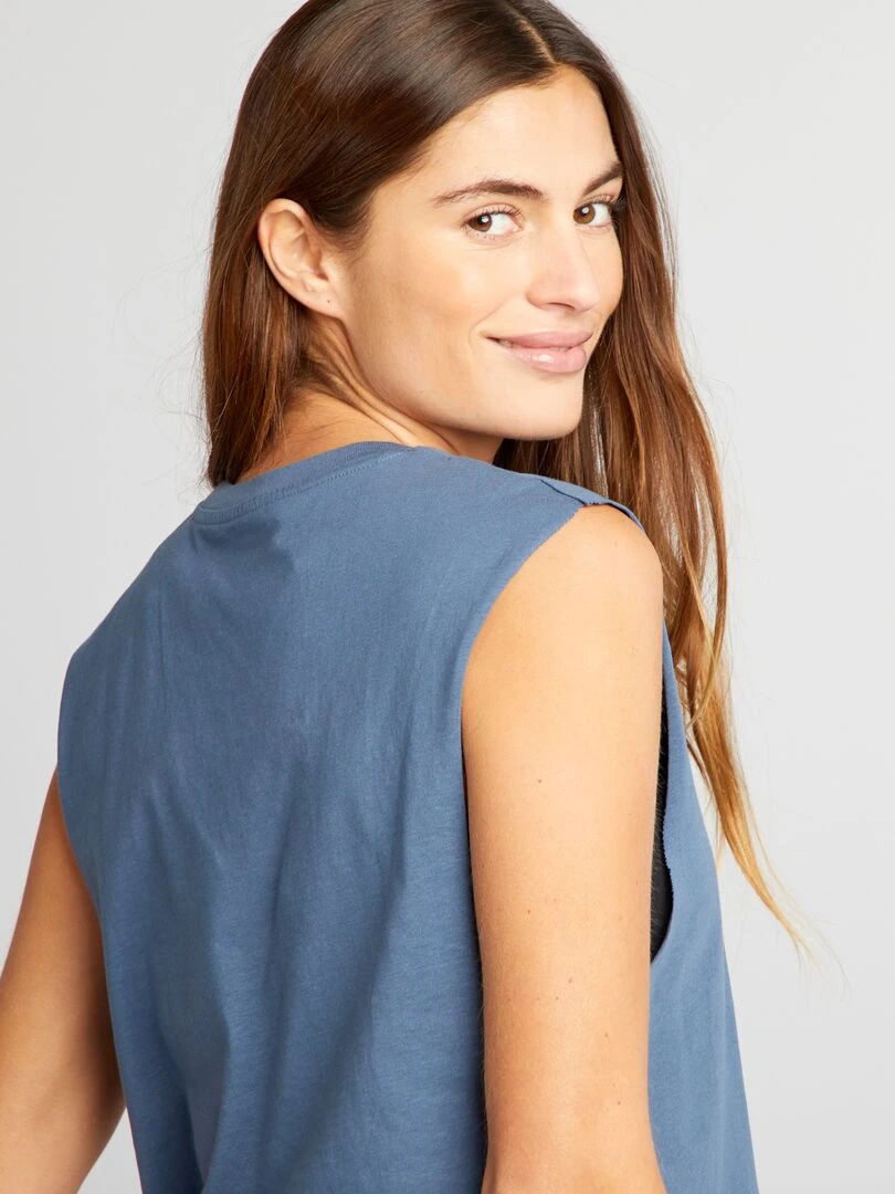 T shirt de sport cropped sans manches   Bleu