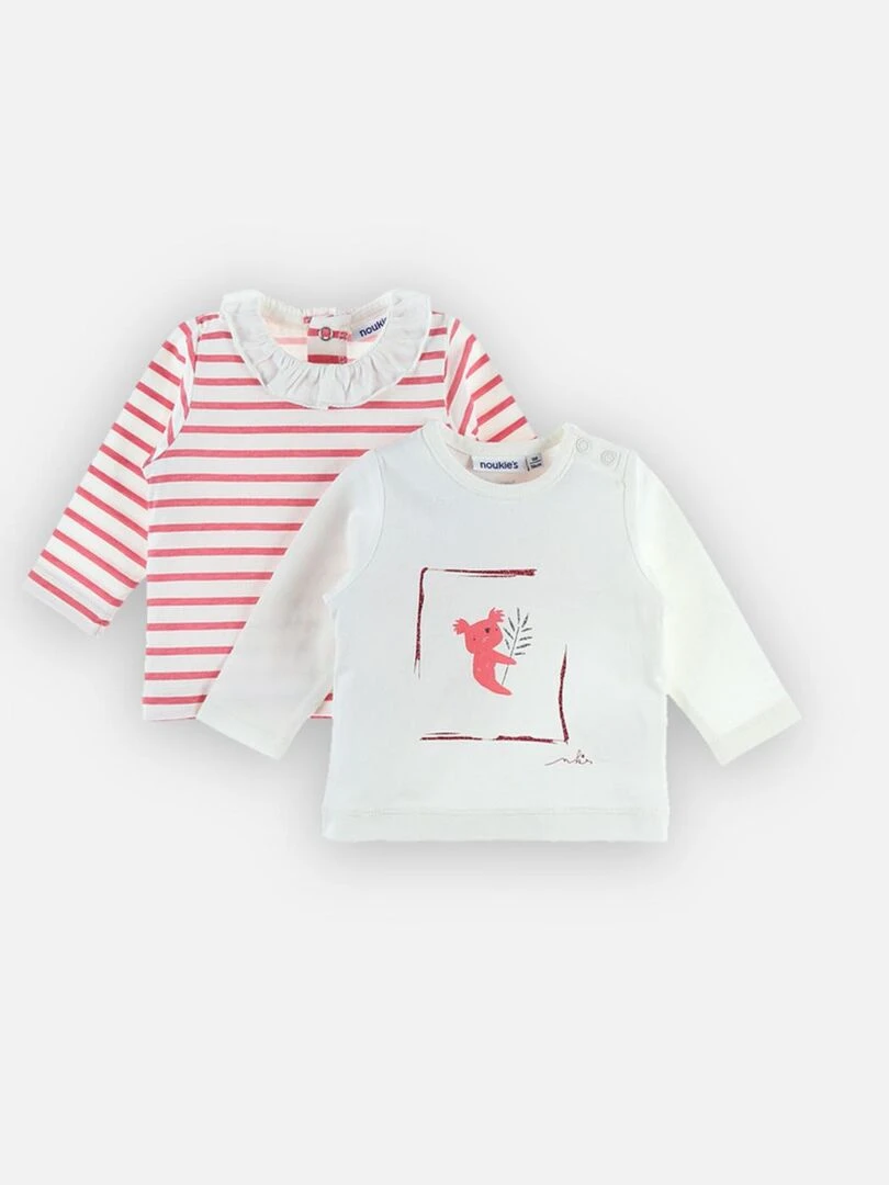 Set de 2 t shirt en coton  et   Noukie's   Blanc
