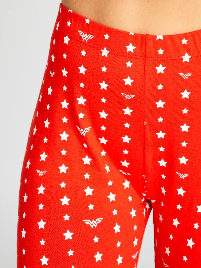 Pyjama long imprimé 'Wonder Woman'   2 pièces   blanc/rouge