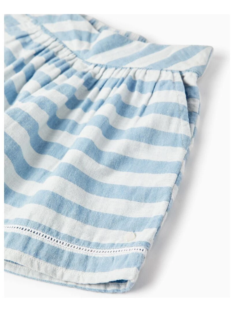 Shorts à Rayures en Coton pour Fille 'B&S'  BROTHERS&SISTERS   Bleu clair