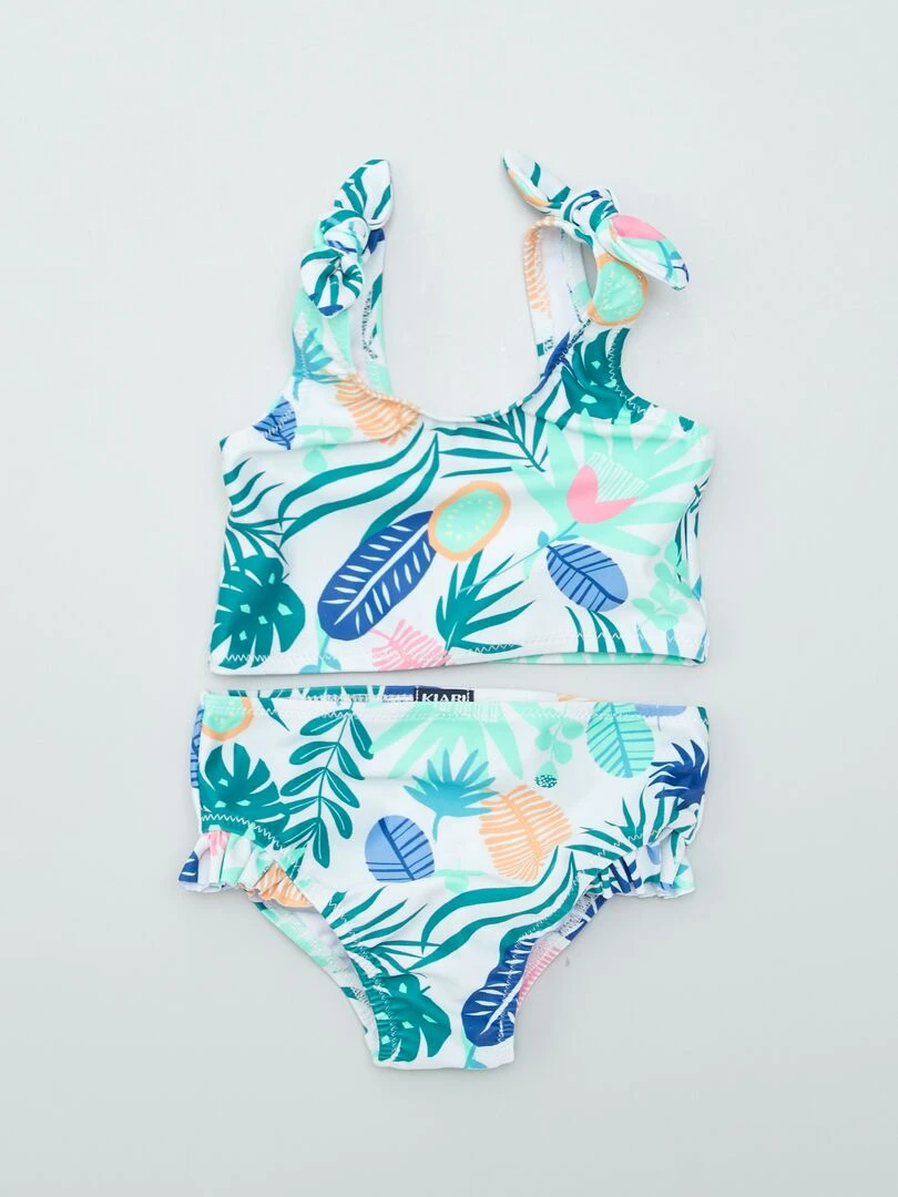 Maillot de bain tropical 2 pièces Bleu