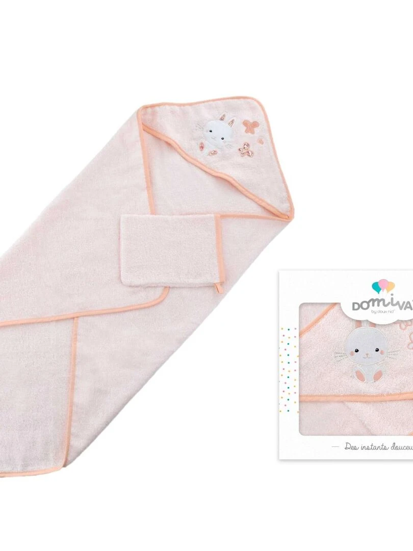 Cape De Bain Et Gant Lapinou Rose