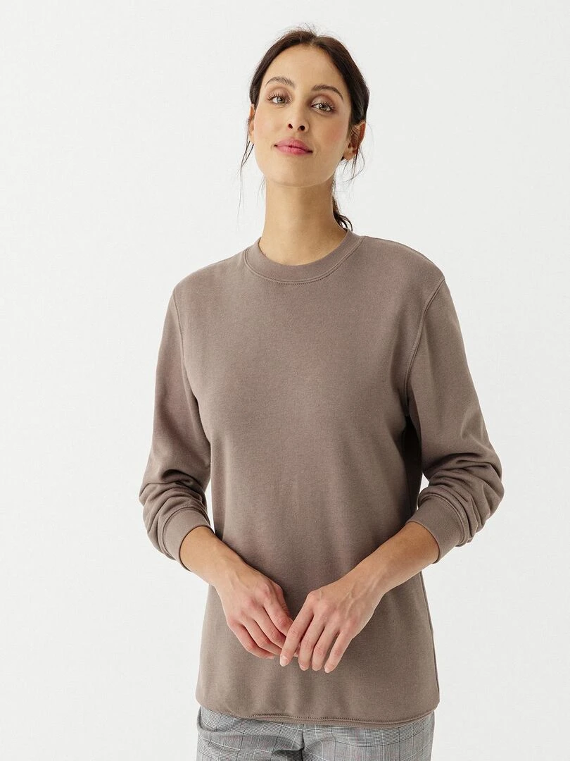 Sweat shirt en molleton Happy D. by Damart Taupe