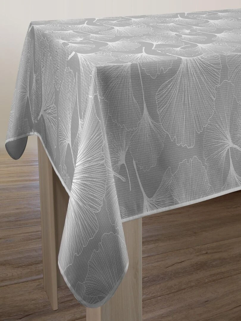 Nappe Anti taches Biloba gris Carrée 150 x 150 cm Gris Blanc