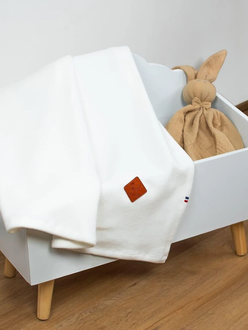 Couverture polaire 100% coton ultra doux   Ecru