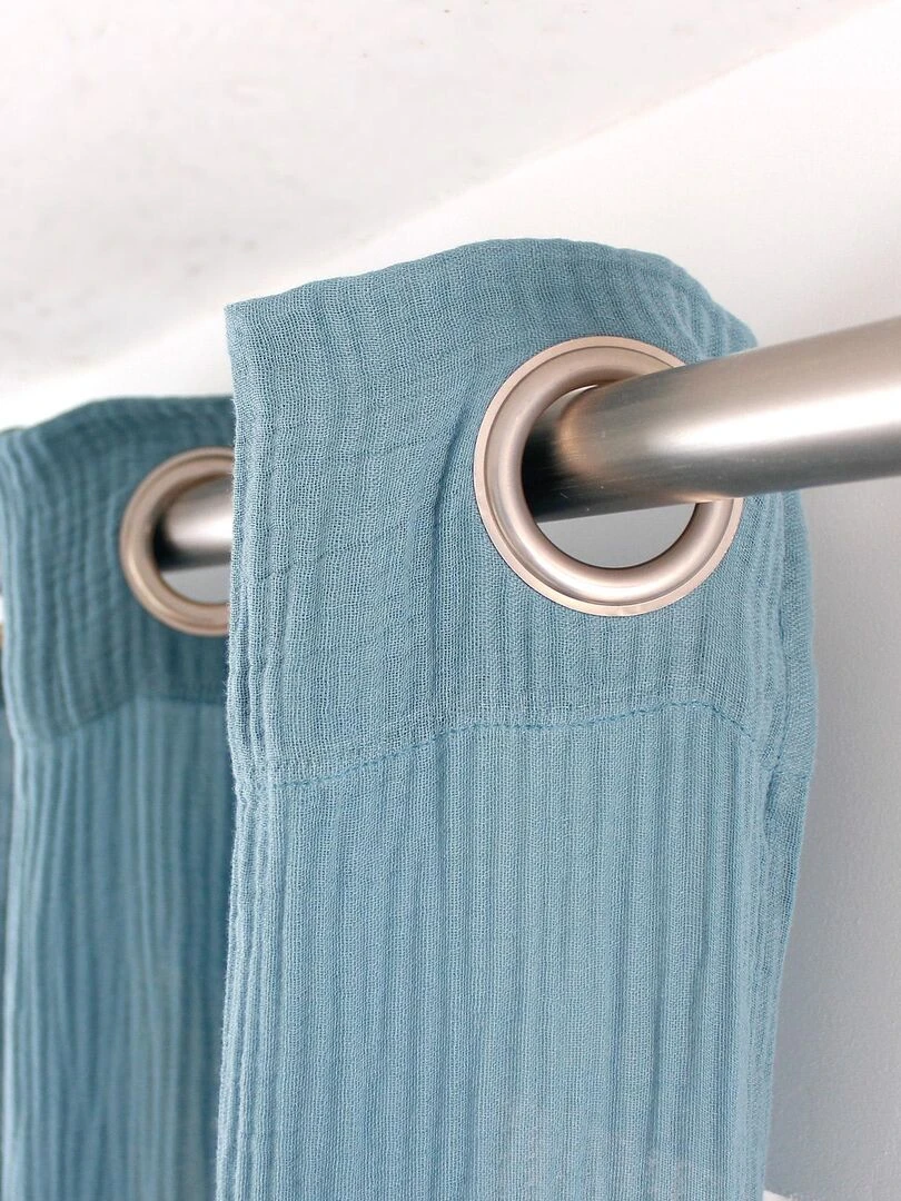 Rideau tamisant en gaze de coton   Bleu azur